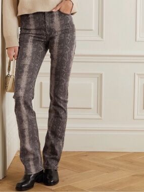 Reformation Cindy Bootcut Snake Print High Rise Skinny Jeans Size 24